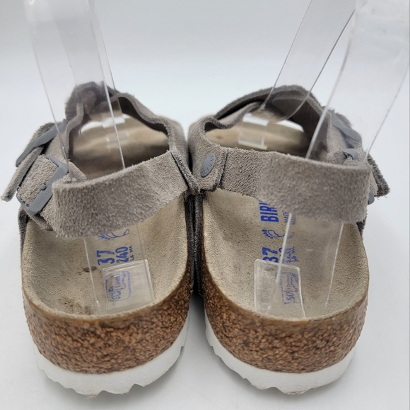 Birkenstock Tulum Stone Beige Coin Suede Soft Footbed Regular Sz EU 37 US 6.5 - Picture 11 of 11